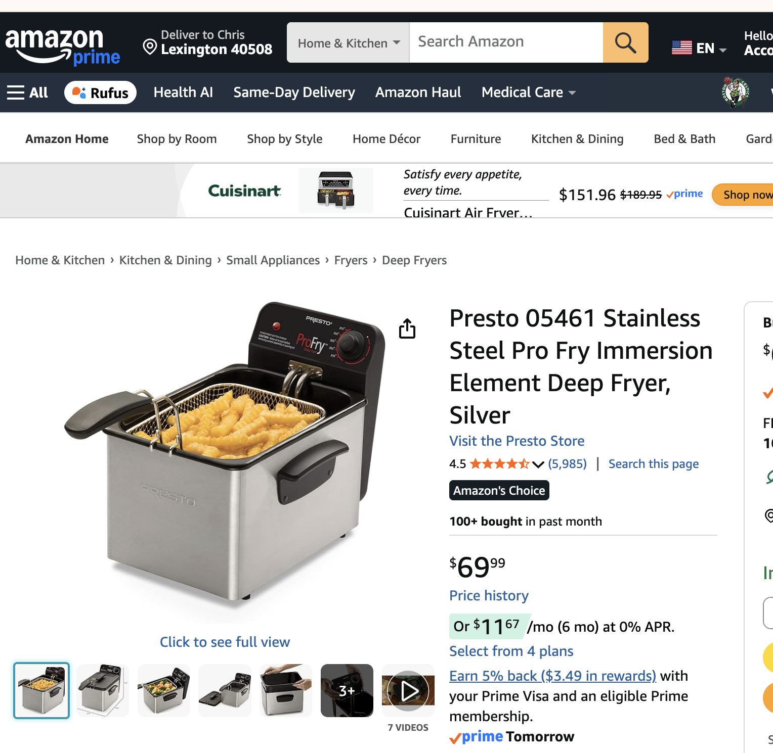 Amazon product landing page opened from a ChatAside affiliate link